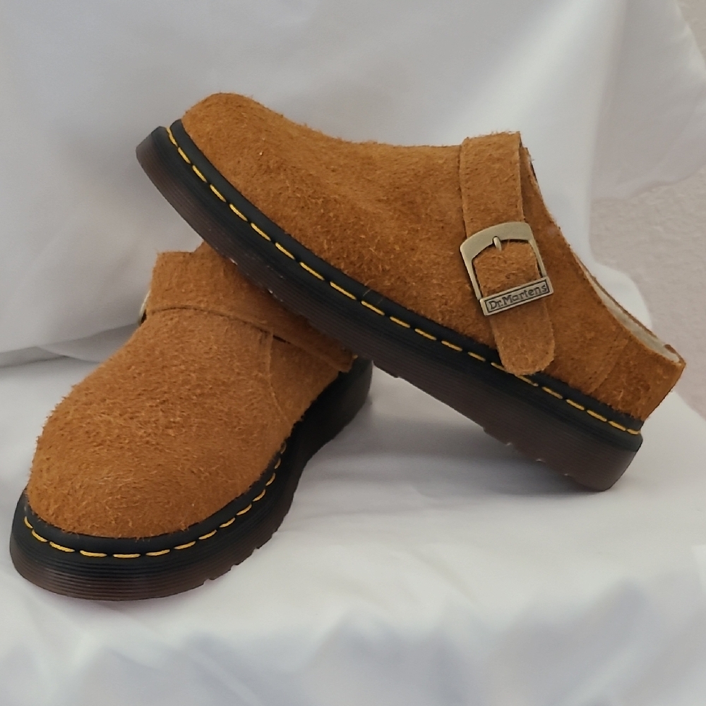 Dr Martens Orangish Brown Suede Slides